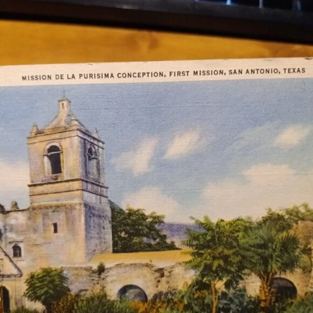 Postcard Mission De La Purisima Conception, First Mission San Antonio, Texas
